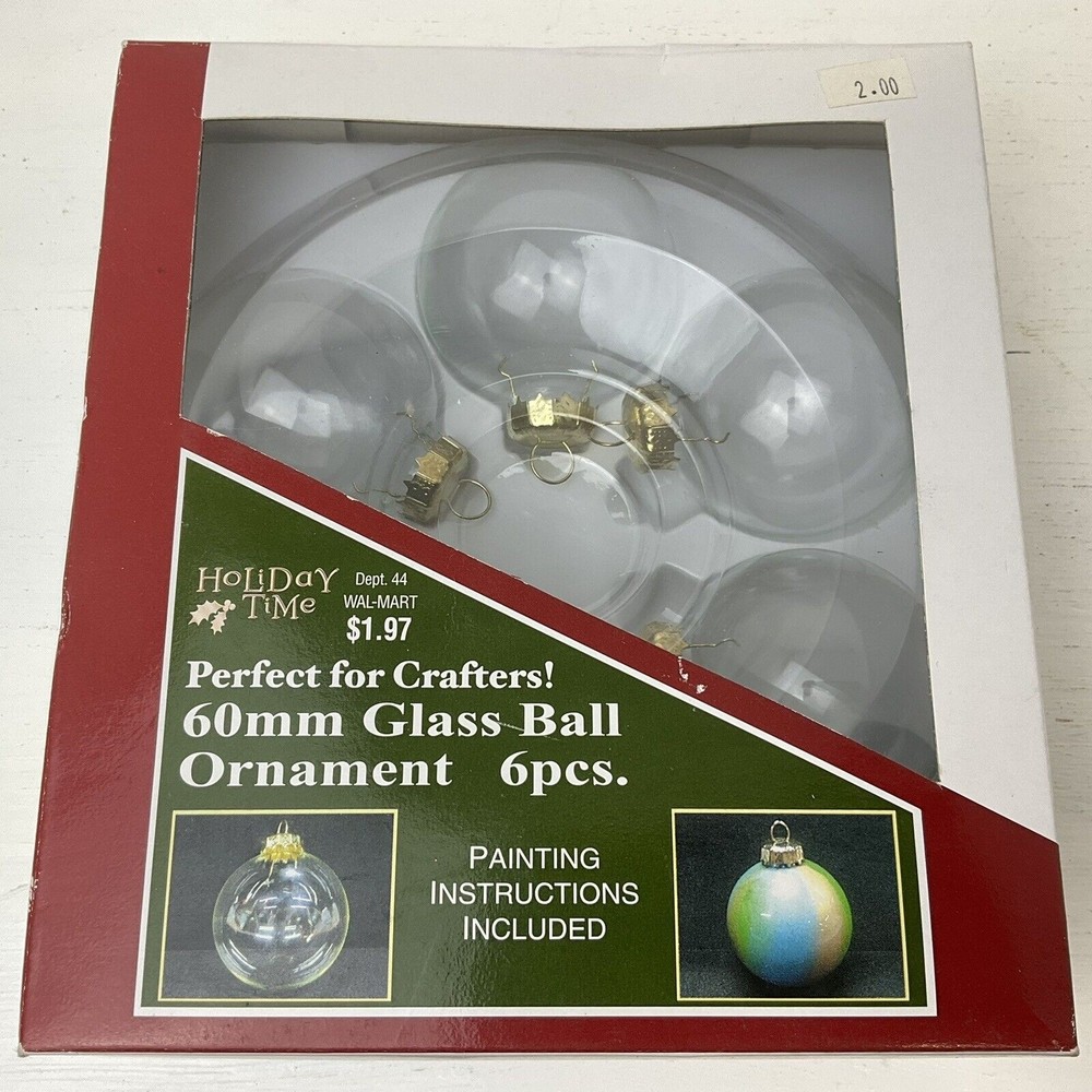 Holiday Time 6pc, 2.5" Glass Ornaments